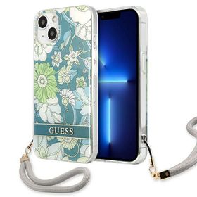 Guess GUHCP13MHFLSN iPhone 13 / 14 / 15 6.1" zielony/green hardcase Flower Strap