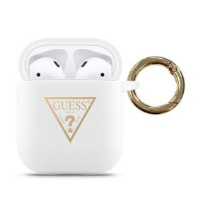 Guess GUACA2LSTLWH AirPods 1/2 coverbiały/white Silicone Triangle Logo