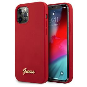 Guess GUHCP12MLSLMGRE iPhone12/12 Pro 6,1" czerwony/red hardcase Metal Logo Script