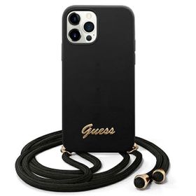 Guess GUHCP12MLSCLMGBK iPhone12/12 Pro 6,1" czarny/black hardcase Metal Logo Cord