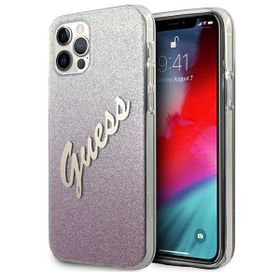 Guess GUHCP12MPCUGLSPI iPhone 12/12 Pro6,1" różowy/pink hardcase Glitter Gradient Script