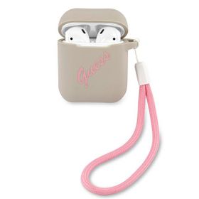 Guess GUACA2LSVSGP AirPods 1/2 cover szaro różowy/grey pink Silicone Vintage