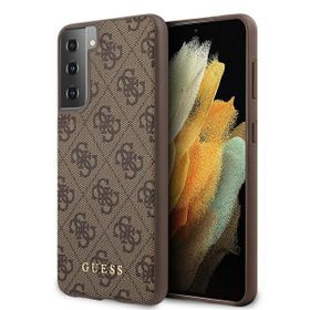 Guess GUHCS21SG4GFBR S21 G991brązowy/brown hard case 4G Metal Gold Logo