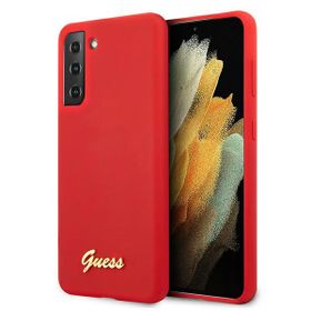 Guess GUHCS21SLSLMGRE S21 G991czerwony/red hardcase Silicone Script Metal Logo