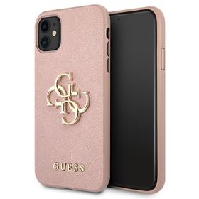 Guess GUHCN61SA4GGPI iPhone 11 6,1" / Xrróżowy/pink hardcase Saffiano 4G Metal Logo