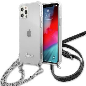 Guess GUHCP12MKC4GSSI iPhone 12/12 Pro6,1" Transparent hardcase 4G Silver Chain