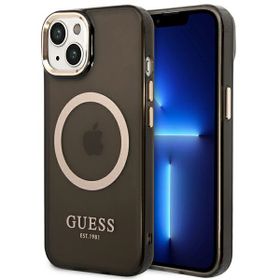 Guess GUHMP14SHTCMK iPhone 14 / 15 / 13 6.1" czarny/black hard case Gold Outline Translucent MagSafe
