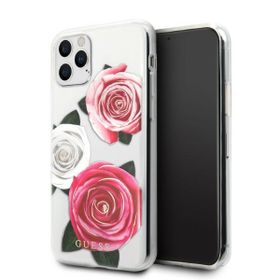 Guess GUHCN58ROSTRT iPhone 11 Protransparent hardcase Flower Desire Pink & White Rose
