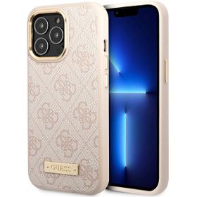 Guess GUHMP14LU4GPRP iPhone 14 Pro 6.1" różowy/pink hard case 4G Logo Plate MagSafe