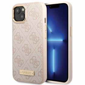 Guess GUHMP14SU4GPRP iPhone 14 / 15 / 136.1" różowy/pink hard case 4G Logo Plate MagSafe