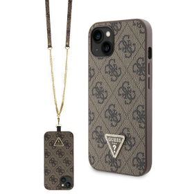 Guess GUHCP14SP4TDSCPW iPhone 14 / 15 /13 6.1" brązowy/brown hardcase Crossbody 4G Metal Logo
