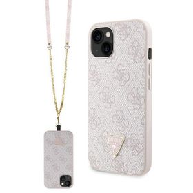 Guess GUHCP13MP4TDSCPP iPhone 13 / 14 / 15 6.1" różowy/pink hardcase Crossbody 4G Metal Logo