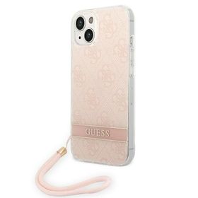 Guess GUOHCP14SH4STP iPhone 14 / 15 / 136.1" różowy/pink hardcase 4G Print Strap