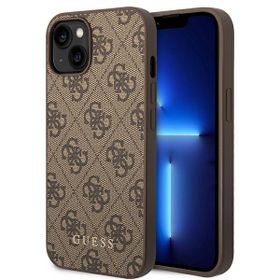 Guess GUHCP14MG4GFBR iPhone 14 Plus / 15 Plus 6.7" brązowy/brown hard case 4G Metal Gold Logo