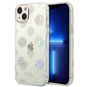 Guess GUHCP14MHTPPTH iPhone 14 Plus/ 15 Plus 6.7" przezroczysty/transparent hard case Peony Glitter