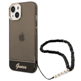Guess GUHCP14SHGCOHK iPhone 14 / 15 / 13 6.1" czarny/black hardcase Translucent Pearl Strap
