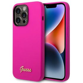 Guess GUHCP14XSLSMF iPhone 14 Pro Max 6,7" fuksja/fuschia hard case Silicone Vintage Gold Logo