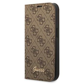 Guess GUBKP14MHG4SHW iPhone 14 Plus/ 15 Plus 6.7" brązowy/brown book 4G Vintage Gold Logo