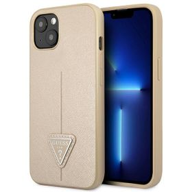 Guess GUHCP14MPSATLE iPhone 14 Plus / 15 Plus 6.7" beżowy/beige hardcase SaffianoTriangle Logo