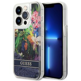 Guess GUHCP14XLFLSB iPhone 14 Pro Max6,7" niebieski/blue hardcase Flower Liquid Glitter