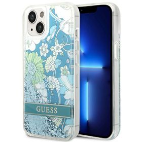 Guess GUHCP14MLFLSN iPhone 14 Plus / 15 Plus 6.7" zielony/green hardcase Flower Liquid Glitter