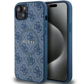 Guess GUHMP15MG4GFRB iPhone 15 Plus / 14Plus 6.7" niebieski/blue hardcase 4G Collection Leather Metal Logo MagSafe