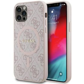 Guess GUHMP12MG4GFRP iPhone 12/12 Pro6.1" różowy/pink hardcase 4G Collection Leather Metal Logo MagSafe