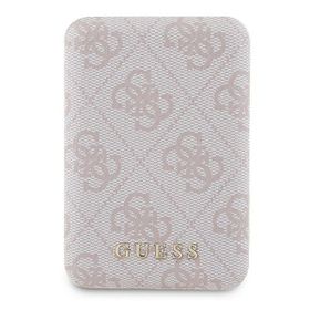 Guess Powerbank indukcyjny 15WGUPB5FP4EMGP 5000mAh różowy/pink 4G Leather Metal Logo MagSafe