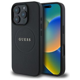 Guess GUHMP16XPGHSMMK iPhone 16 Pro Max 6.9" czarny/black hardcase Grained Ring MagSafe