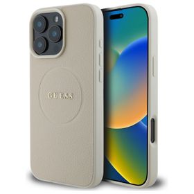 Guess GUHMP16XPGHSMME iPhone 16 Pro Max 6.9" beżowy/beige hardcase Grained Ring MagSafe