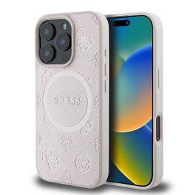Guess GUHMP16LPSAPSMEP iPhone 16 Pro 6.3" różowy/pink hardcase Saffiano Peony Classic Logo MagSafe