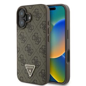 Guess GUHCP16SP4TDPW iPhone 16 brązowy/brown hardcase Leather 4G Triangle Strass
