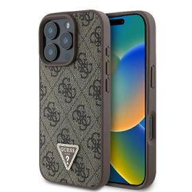 Guess GUHCP16LP4TDPW iPhone 16 Pro brązowy/brown hardcase Leather 4G Triangle Strass