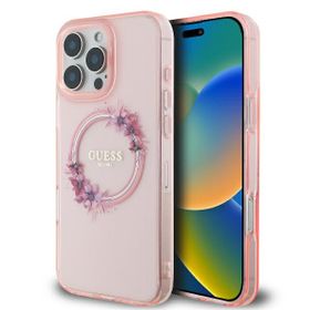 Guess GUHMP16LHFWFCP iPhone 16 Pro6.3" różowy/pink hardcase IML Flowers Wreath MagSafe