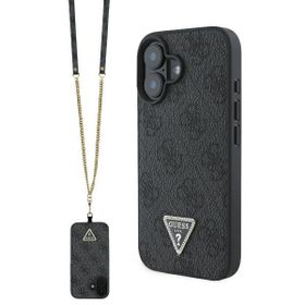 Guess GUHCP16SP4TDSCPK iPhone 16 czarny/black hardcase Leather Metal Logo Strass Crossbody