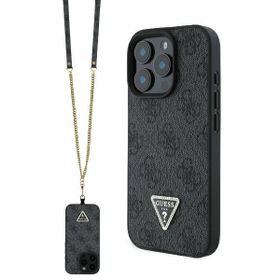 Guess GUHCP16LP4TDSCPK iPhone 16 Pro6.3" czarny/black hardcase Leather Metal Logo Strass Crossbody
