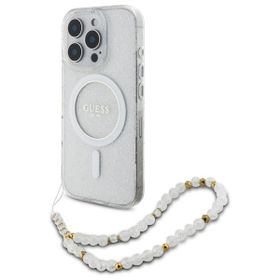 Guess GUHMP16XHGCRELST iPhone 16 Pro Max6.9" przeźroczysty/transparent hardcase IML Glitter With Pearl Strap MagSafe