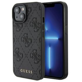 Guess GUHCP15SP4EPMK iPhone 15 / 14 / 13 6.1" czarny/black hardcase Leather 4G Stamped