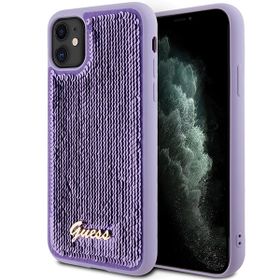Guess GUHCN61PSFDGSU iPhone 11 / Xr 6.1" fioletowy/purple hardcase Sequin Script Metal