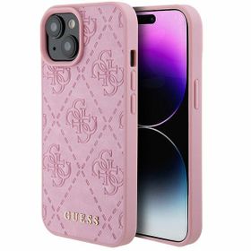 Guess GUHCP15SP4EPMP iPhone 15 / 14 / 13 6.1" różowy/pink hardcase Leather 4G Stamped