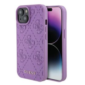 Guess GUHCP15SP4EPMU iPhone 15 / 14 / 13 6.1" fioletowy/light purple hardcase Leather 4G Stamped