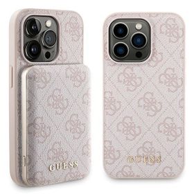 Zestaw Guess GUBPM5P15L4GEMGP iPhone15 Pro 6.1" hardcase + Powerbank 5000mAh MagSafe różowy/pink 4G Metal Logo