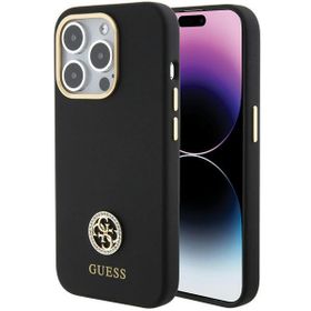 Guess GUHCP15LM4DGPK iPhone 15 Pro6.1" czarny/black hardcase Silicone Logo Strass 4G