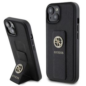 Guess GUHCP15SPGSSADK iPhone 15 / 14 / 13 6.1" czarny/black hardcase Grip Stand 4G Saffiano Strass