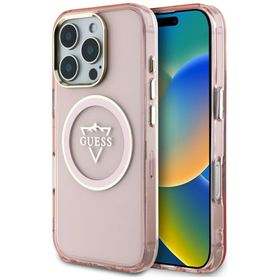 Etui Guess IML Metal Mountain LogoMagSafe do iPhone 16 Pro różowy