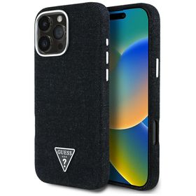 Etui Guess Denim Triangle Logo MagSafe   do iPhone 16 Pro czarny