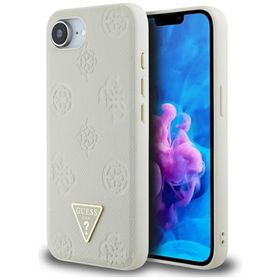 Etui Guess Grained Hot Stamp Peony       Triangle Logo MagSafe do iPhone 16e / 17e beżowy