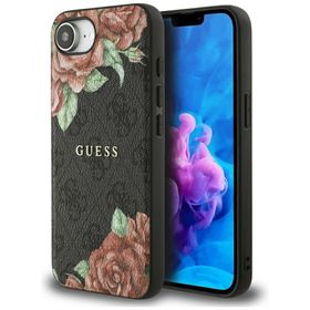 Etui Guess 4G Flowers Print MagSafe do   iPhone 16e / 17e czarny