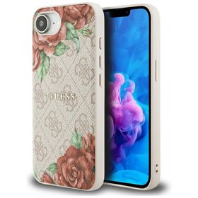 Etui Guess 4G Flowers Print MagSafe do   iPhone 16e / 17e różowy