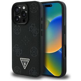 Etui Guess Grained Hot Stamp Peony       Triangle Logo MagSafe do iPhone 16 Pro Max czarny